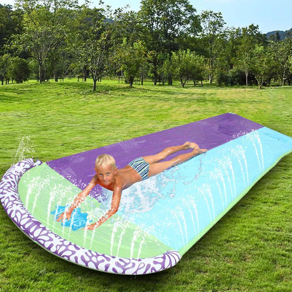 Dubbele Water Slide Mat Opblaasbare Surfplank Zomer Jet Spelletjes Spelen Gazon Water Sport Bed Outdoor Splash Speelgoed Waterskiin N6K0