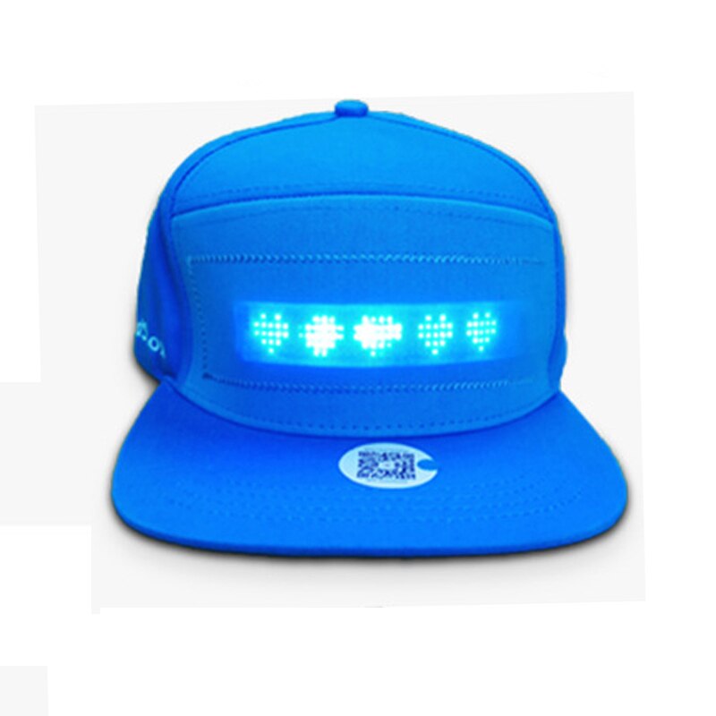 Sombrero LED que brilla con aplicación para teléfono móvil, se desplaza de forma inalámbrica, Bluetooth, pantalla Flexible, gorra LED, pantalla de mensajes: blue