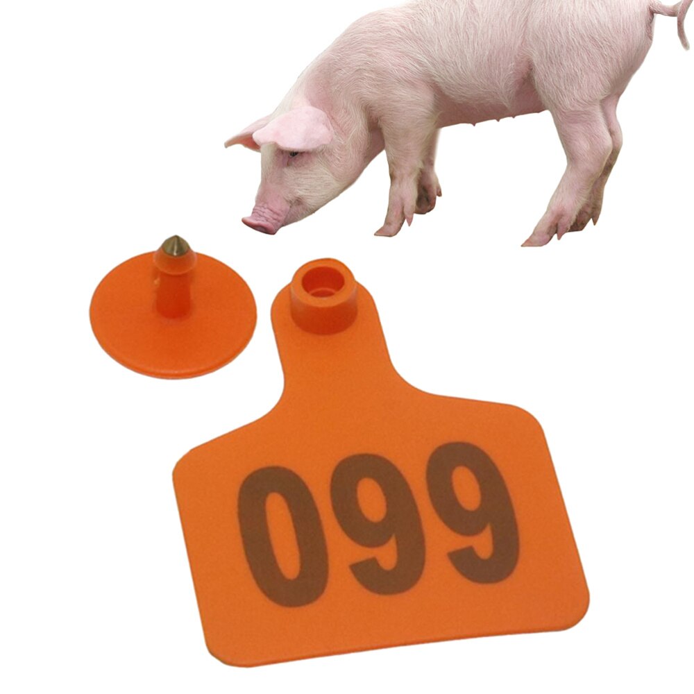 Étiquettes d'oreille de vache, 100 pièces, animaux de ferme, Identification de voiture avec le mot numéro (jaune)
