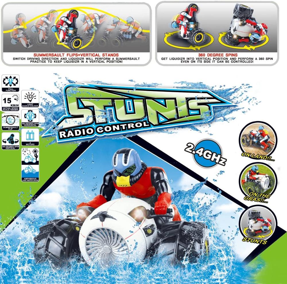 RC Auto hoch Geschwindigkeit Spinnen Kunststück-Auto 2,4G Fernbedienung Amphibien Motorrad Stöcke auf Land und Wasser Fahrzeug Spielzeug für freundlicher