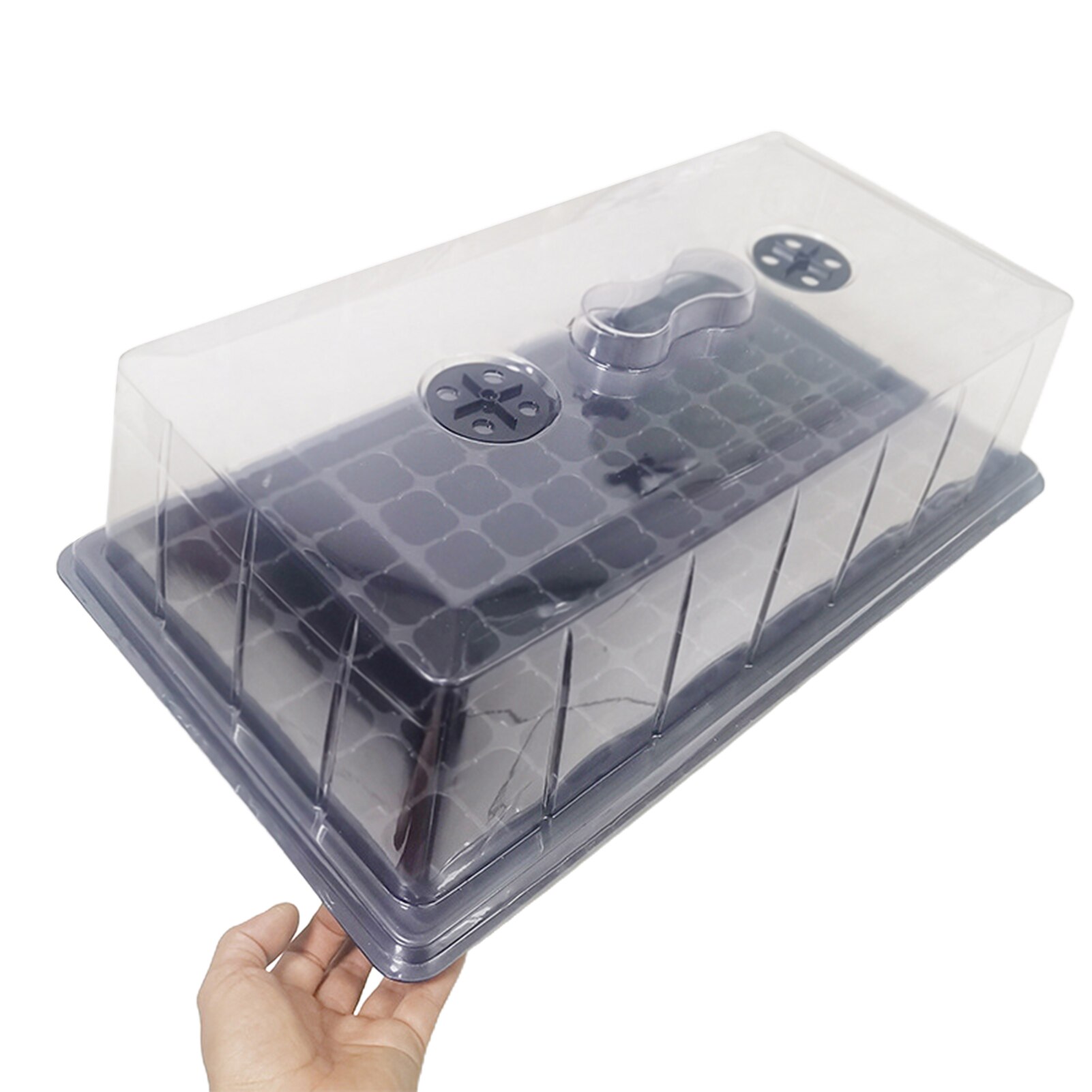 Caja para cultivo de semillas de jardín, semillero para vivero, bandeja para jardín de 72 agujeros