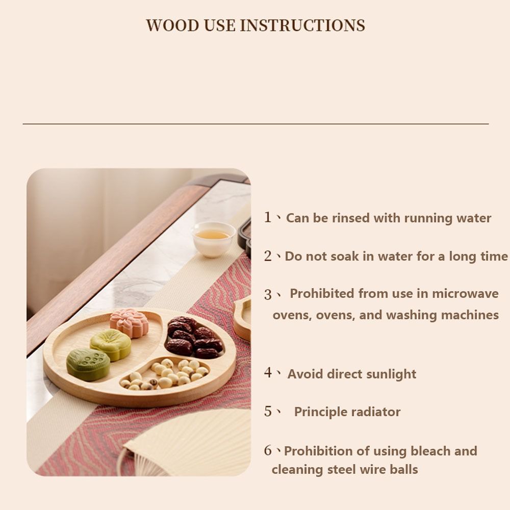 Round Wooden Divided Fruit Tray Nut Platter Handcrafted Snacks Server Dish Wooden Multi-cell Fruit Snack Plate