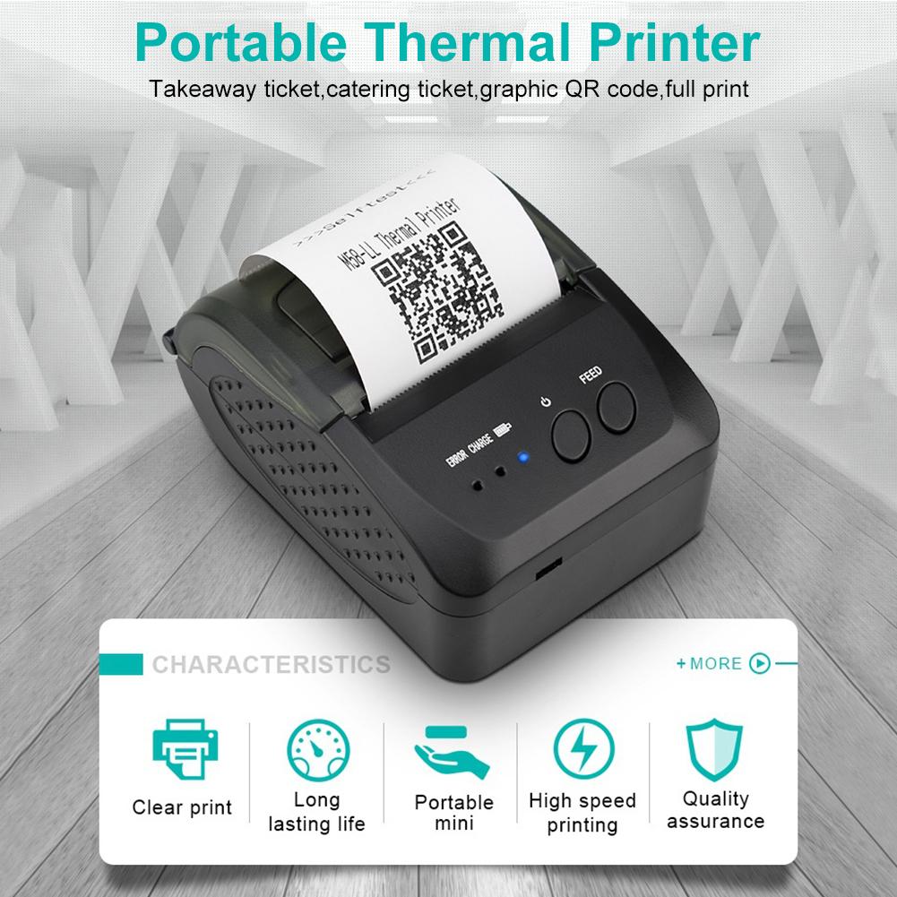 Trådløs bluetooth-kvittering termisk printer 203 dpi 90mm/ sek genopladelig bærbar pos-printer til salg af restauranter 58mm: Default Title