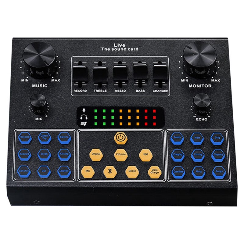 Tarjeta de sonido en vivo V9, tarjeta adaptadora mezcladora de Audio con cambio de voz, con variedad de efectos especiales, ajustes de equilibrio múltiples: Default Title