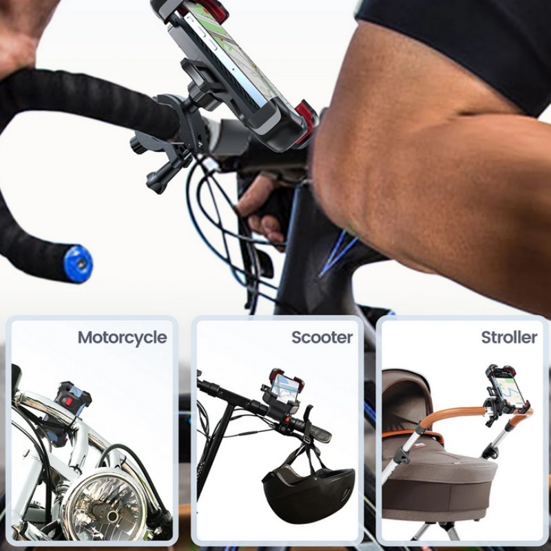 Supporto per telefono Supporto per telefono cellulare girevole a 360 gradi Supporto per telefono per moto antiurto regolabile per smartphone da 4,8-6,8 pollici