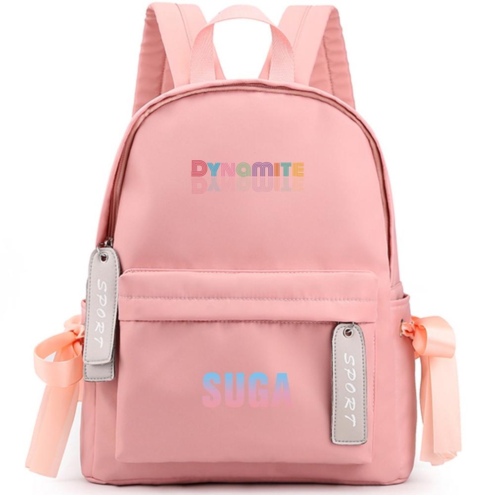 DYNAMITE backpack Album Bangtan Boys The same bowknot backpack schoolbag backpack female high school students large cap: SUGA PINK