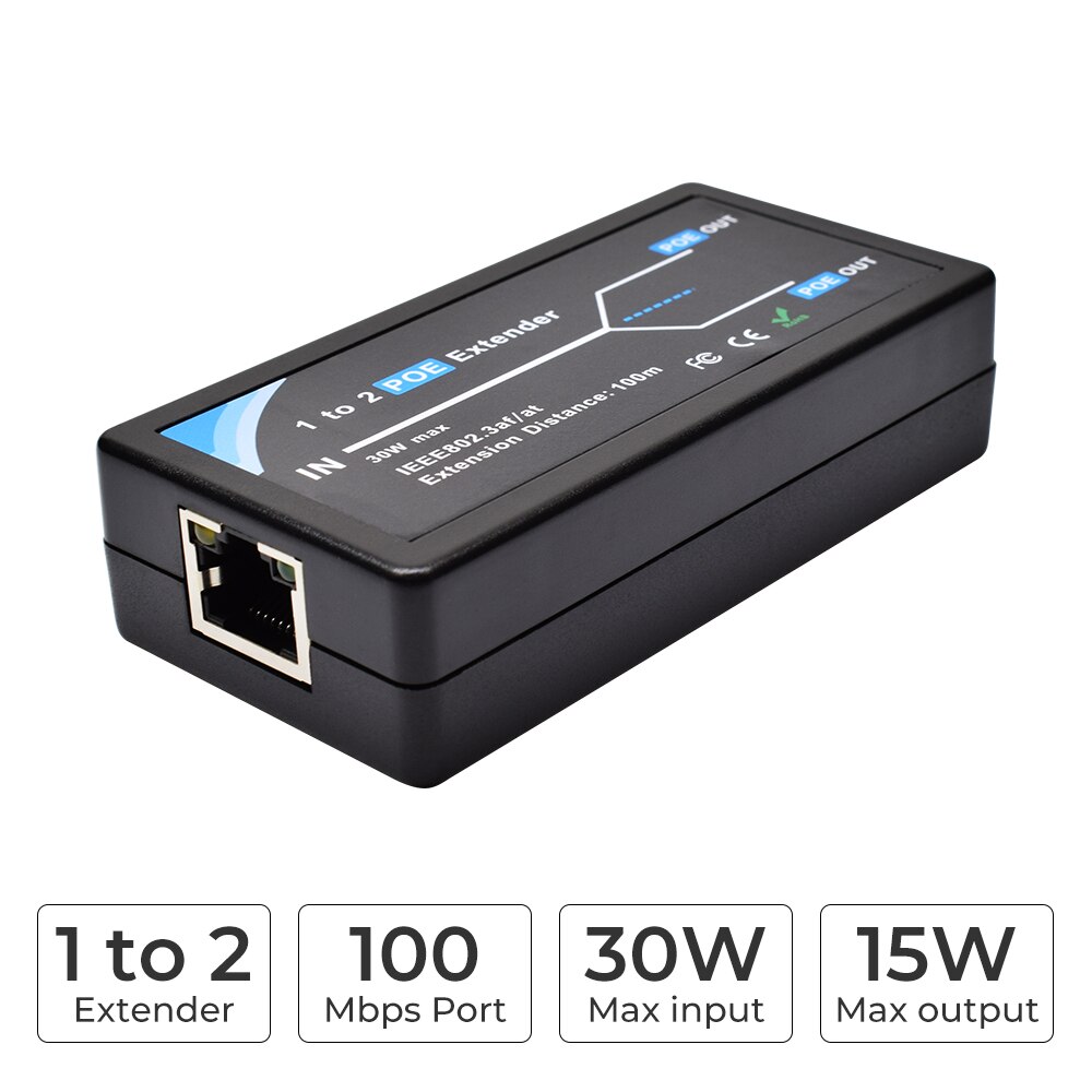 2 Port POE Extender port transmission extender IEEE802.3af max extend 120m transmission poe extender transmission for ip camera