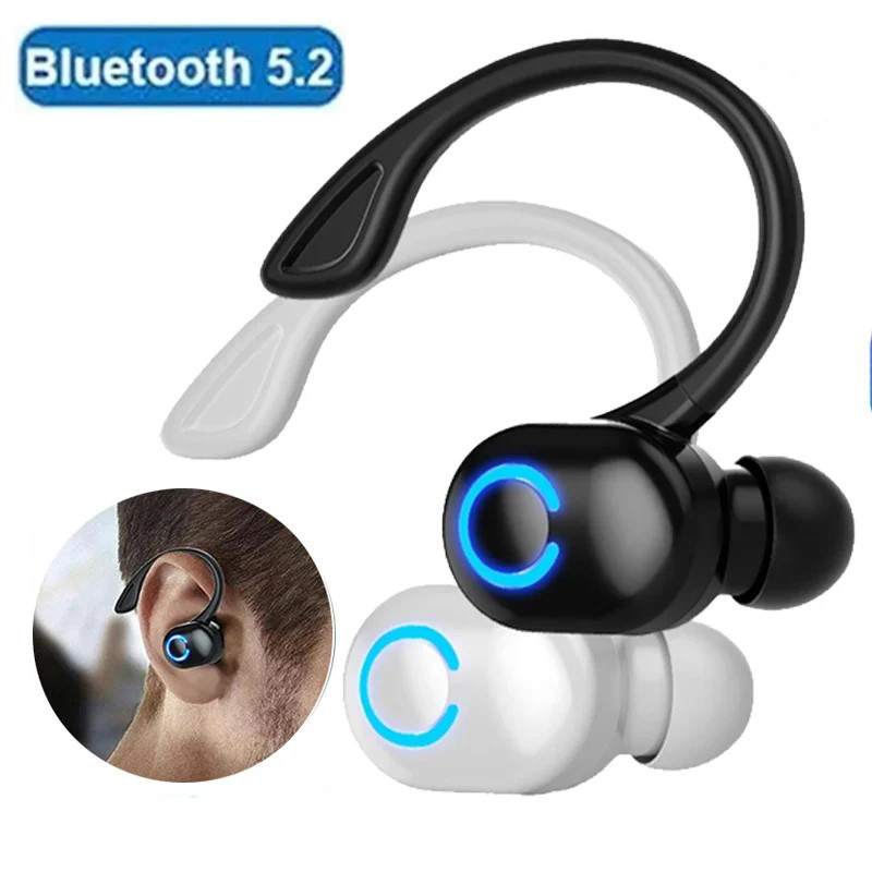 Bluetooth 5.2 Headset Zakelijke draadloze oordopjes Oortelefoon Stereo Sport Game Hoofdtelefoon Oorhaak Mini HIFI Bass Ruisonderdrukking
