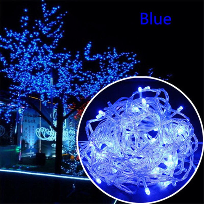 20M Waterproof 110V/220V 200 LED String lights for Christmas Festival Party Fairy Colorful Xmas Decor LED String Lights: Blue / US Plug 110V