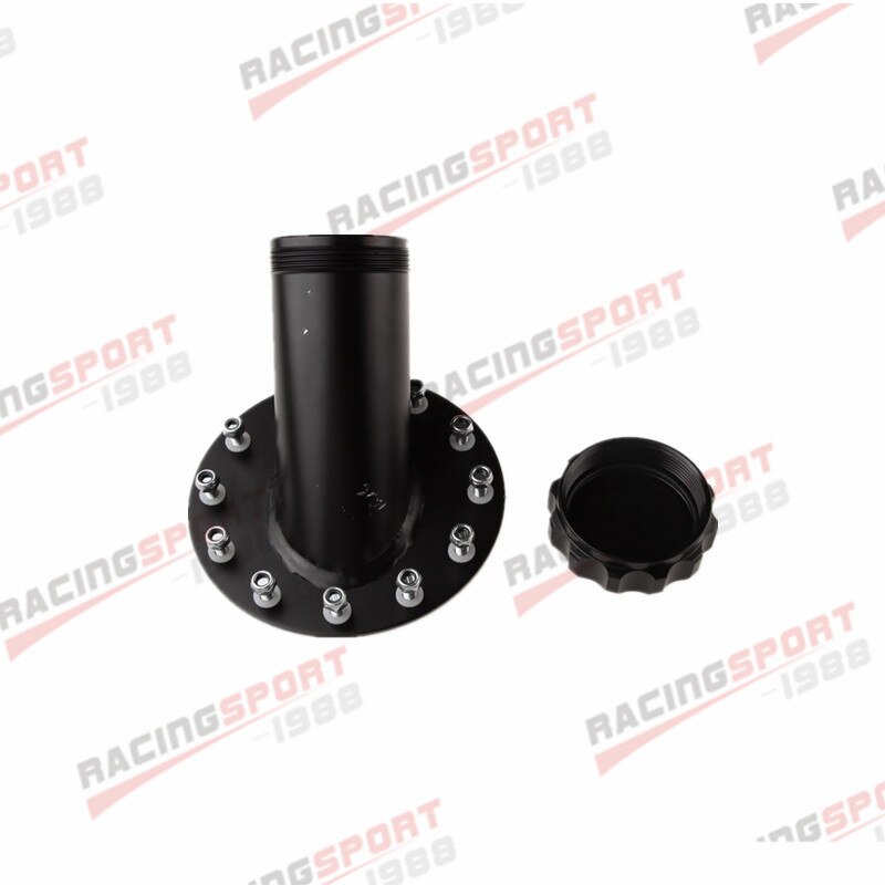 Billet Fuel Cell Fast Fill Filler Neck Aluminum 45 Degree 12 Bolt Flange Black/SILVER