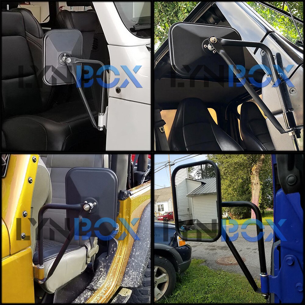 Rétroviseur pour Jeep Wrangler YJ JK CJ brouilleur TJ Tuning sans porte carré vue latérale aventure Safari miroirs accessoires