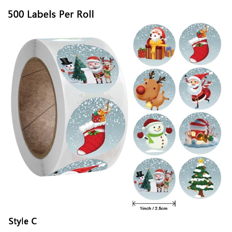 500pcs Merry Christmas Handmade Sticker Card Box Package Santa Thank You Label Sealing Stickers Wedding Party Supplies