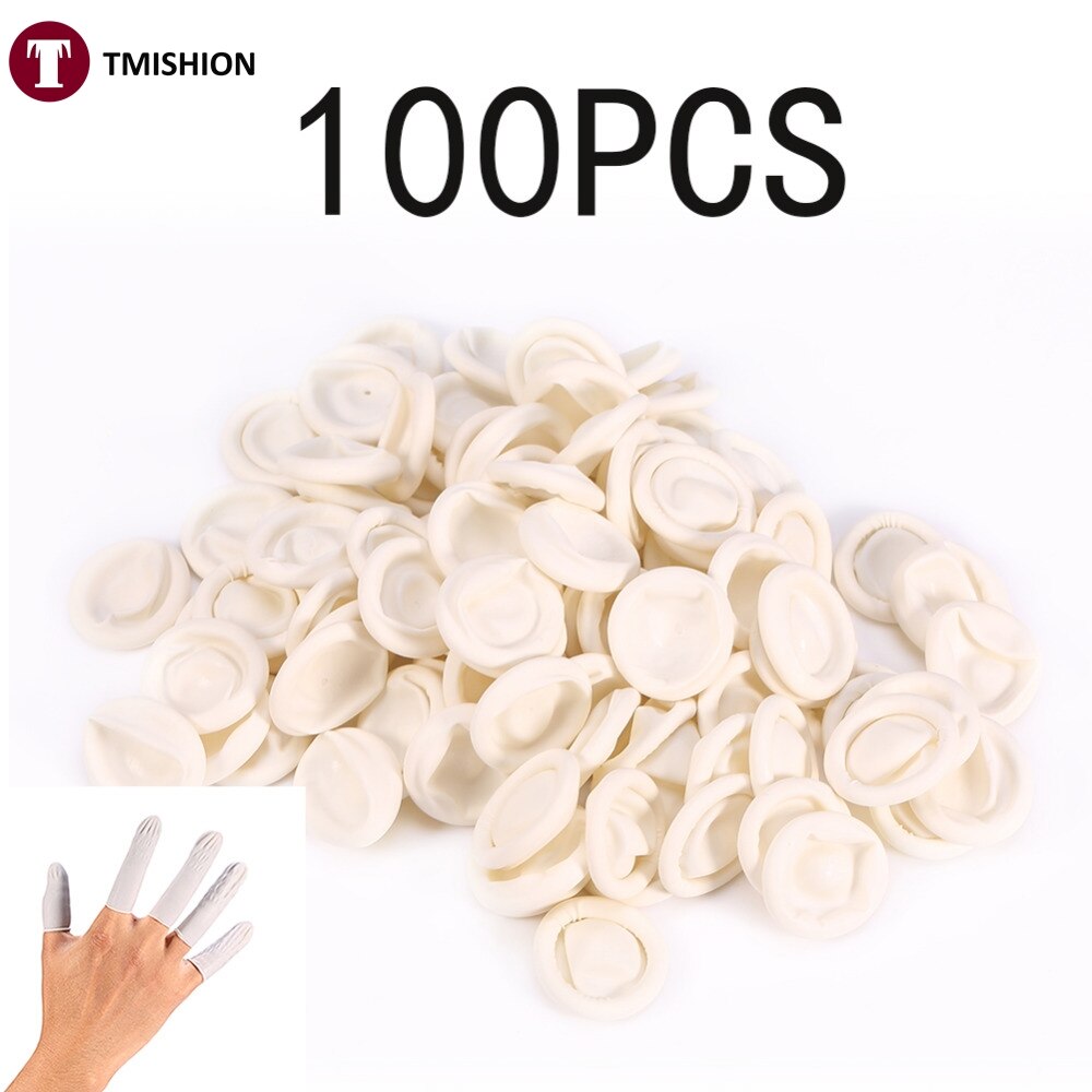 100Pcs Eyebrow Gloves Disposable Latex Finger Cots Anti-static Rubber ...