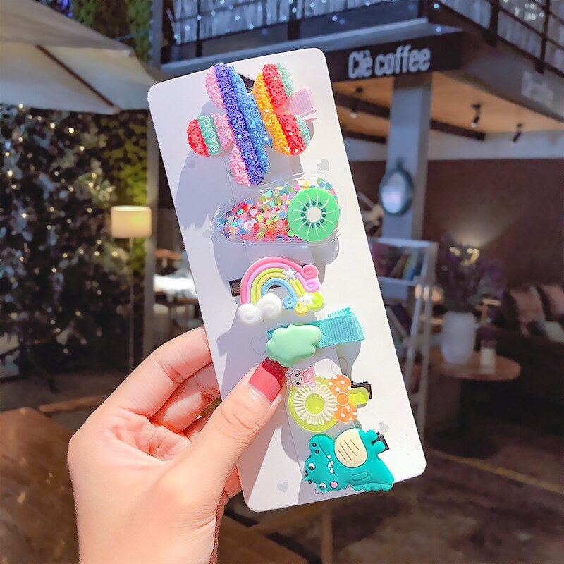 6 stuks/set meisjes schattige kleurrijke cartoon haarspelden kinderen zoete haarspeldjes haarspeldjes hoofdband kinderhaaraccessoires: C