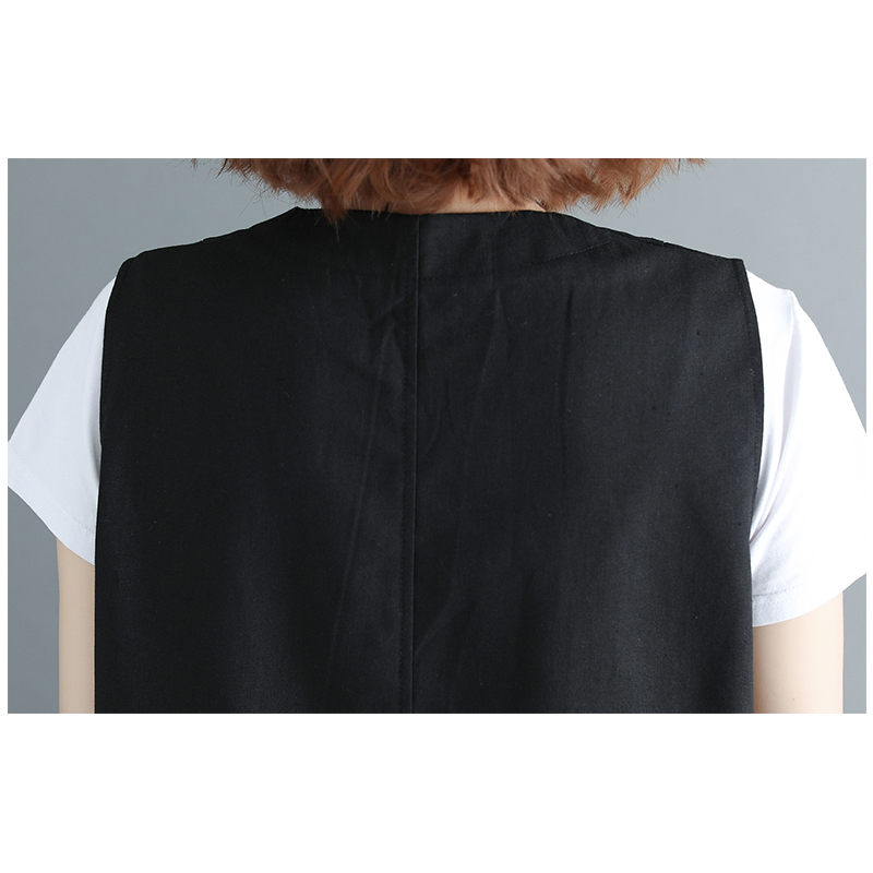 Chaleco largo holgado de lino y algodón para mujer, chaqueta lisa sin mangas con cuello en V, talla grande, f204, novedad de primavera y verano