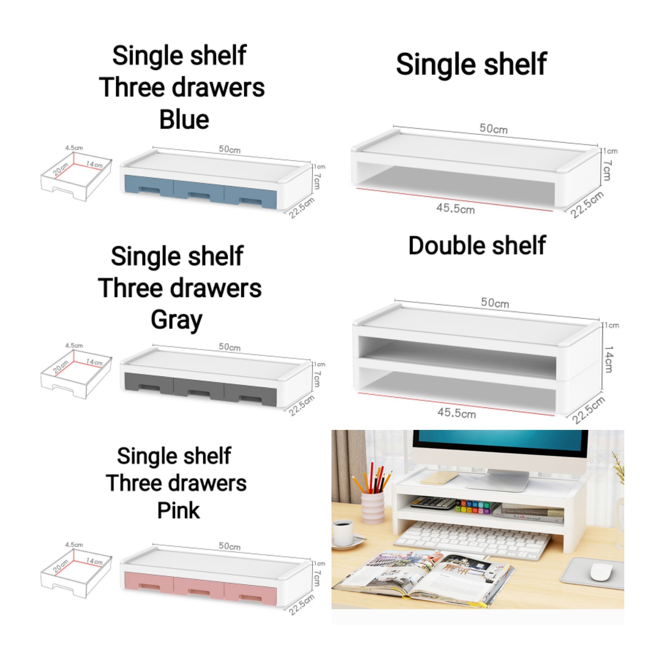 Multifunction Monitor Stand Table Desktop Computer Screen Riser Lockers Desk Organizer Stationery Books Storage Office Supplies