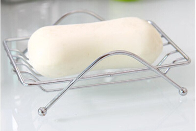 Magic Stainless Steel Soap Dishes Bathroom Hotel Single Layer Soap Holder Drainer Portable Storage Stand Container: Rectangle