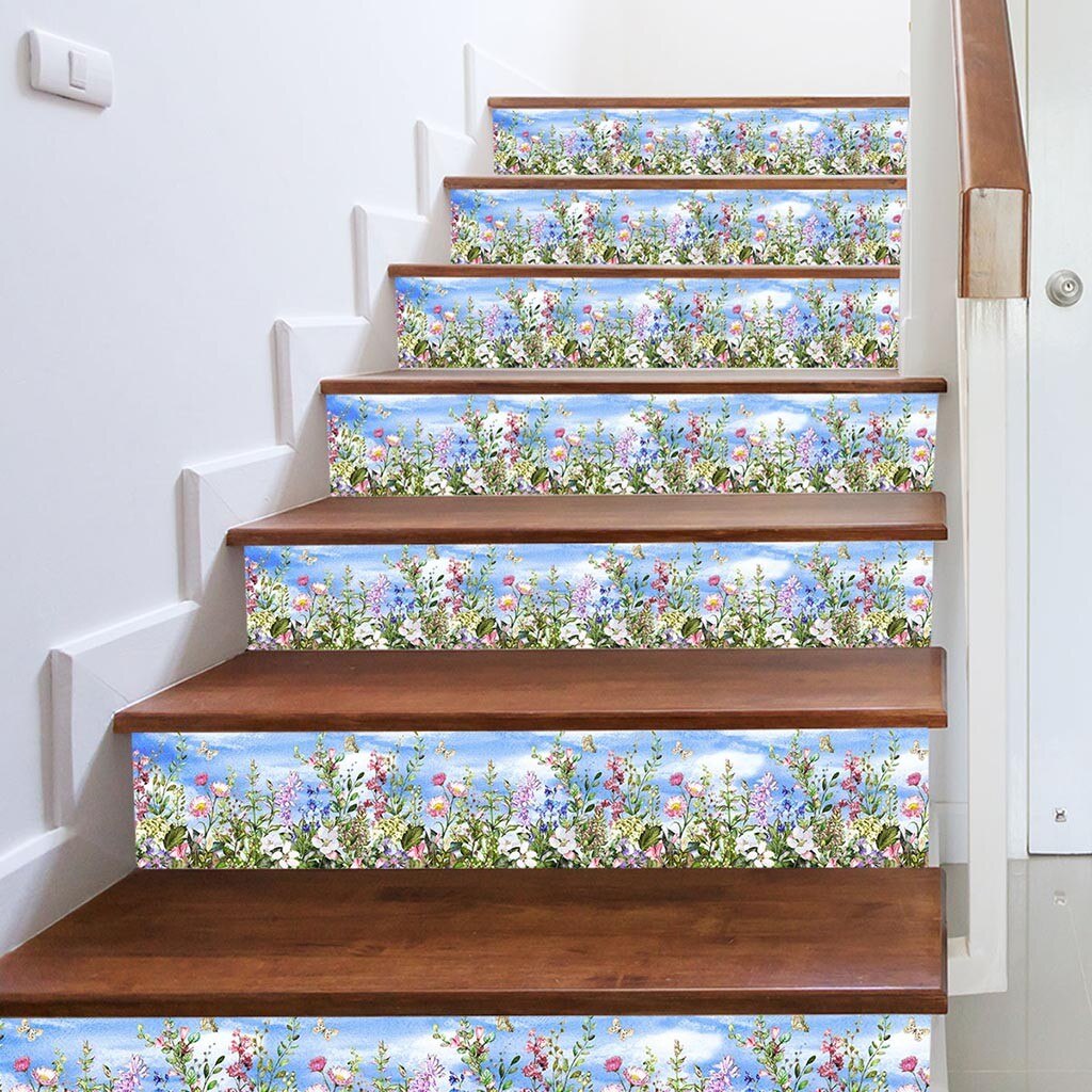 Autocollant d'escalier de Simulation 3D | Autocollant mural imperméable, impression couleur unie, 18x100cm, décoration facile à enlever, pour la maison bricolage: 1