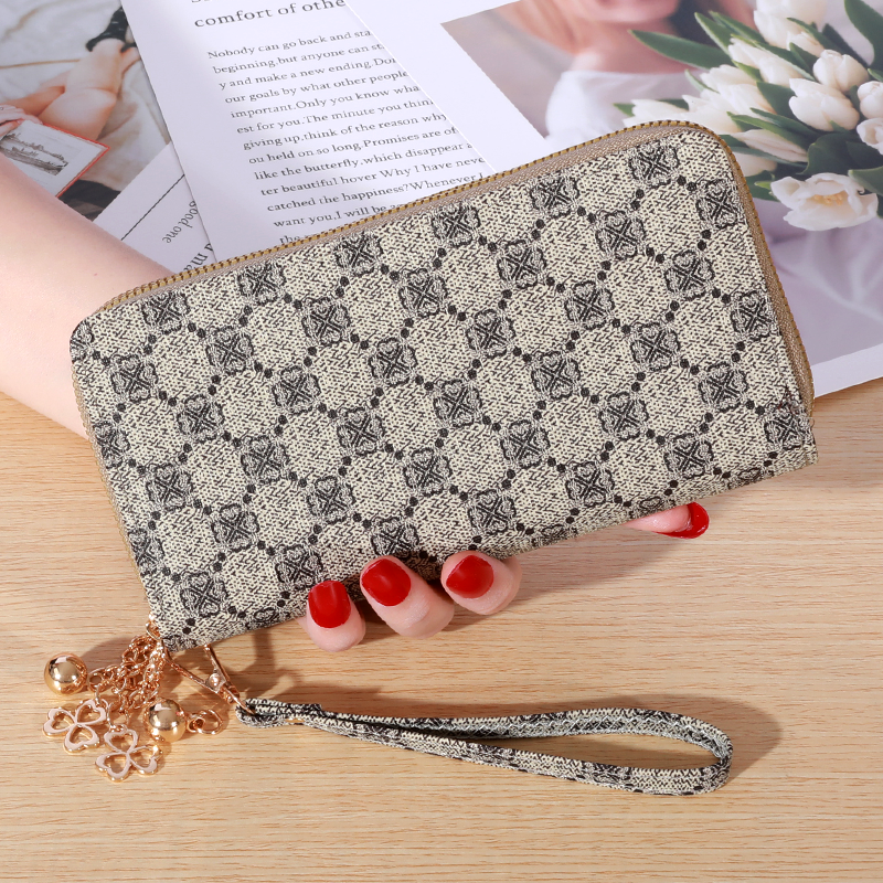 Einfache lange Brieftasche mit großem Fassung vermögen, Reiß verschluss aus Kunstleder, lässige multifunktion ale Clutch-Tasche