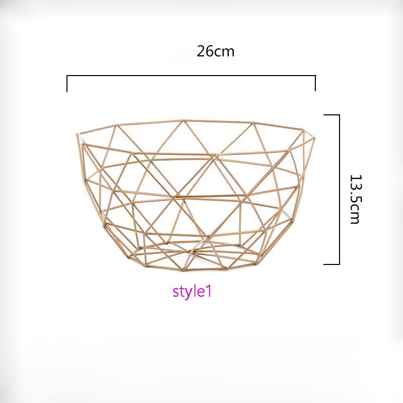 Cesta oco de frutas, cesta de frutas para cozinha, tigela, acessórios domésticos, organizador de petiscos, cestas de armazenamento de alimentos: Style1 Gold