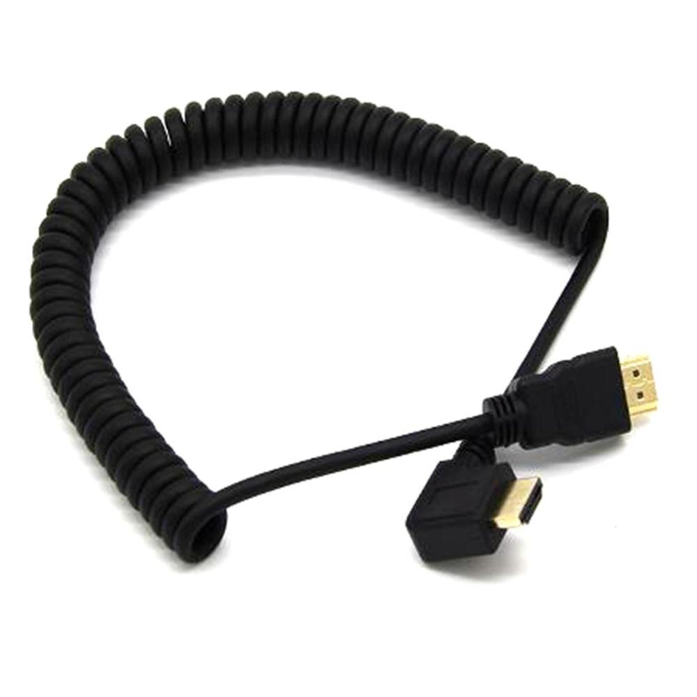 Spring Coiled Spiral Cable 90degree HDTV Male to Male Plug Cable For TV Camera Display 2m HDTV kaben