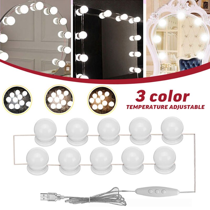 Hollywood Style LED Bulbs Vanity Makeup Dressing Table USB Mirror Lights Kit
