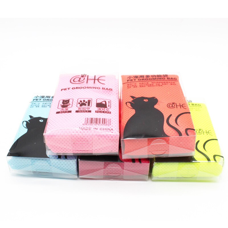 Mesh Cat Grooming Bath Bag Cats Adjustable Washing Bags For Pet Bathing Nail Trimming Injecting Anti Scratch Bite Restraint