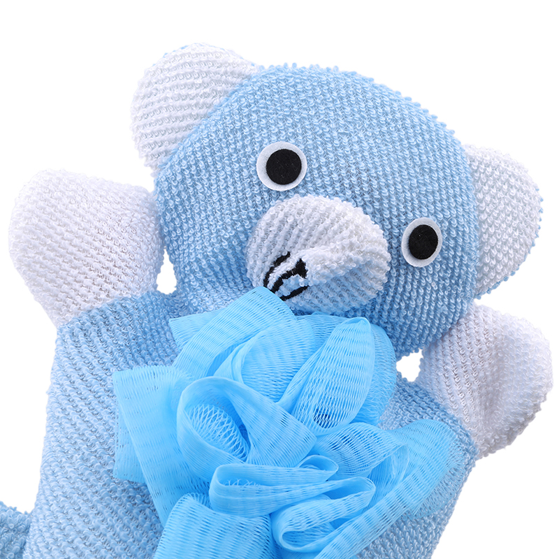 Cartoon Dier Bad Handschoenen Zachte Geen Pijn Huid Leuke Baby Bad Bloem Voor Body Wisp Droog Brush Peeling Reinigingsapparatuur: blue