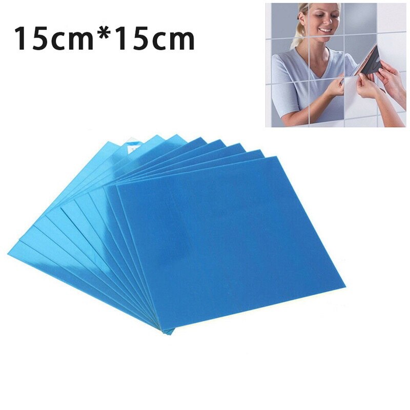 15x15cm Mirror Wall Sticker Waterproof Combination Anti-corrosion Removable Mirror Sticker Home Decoration