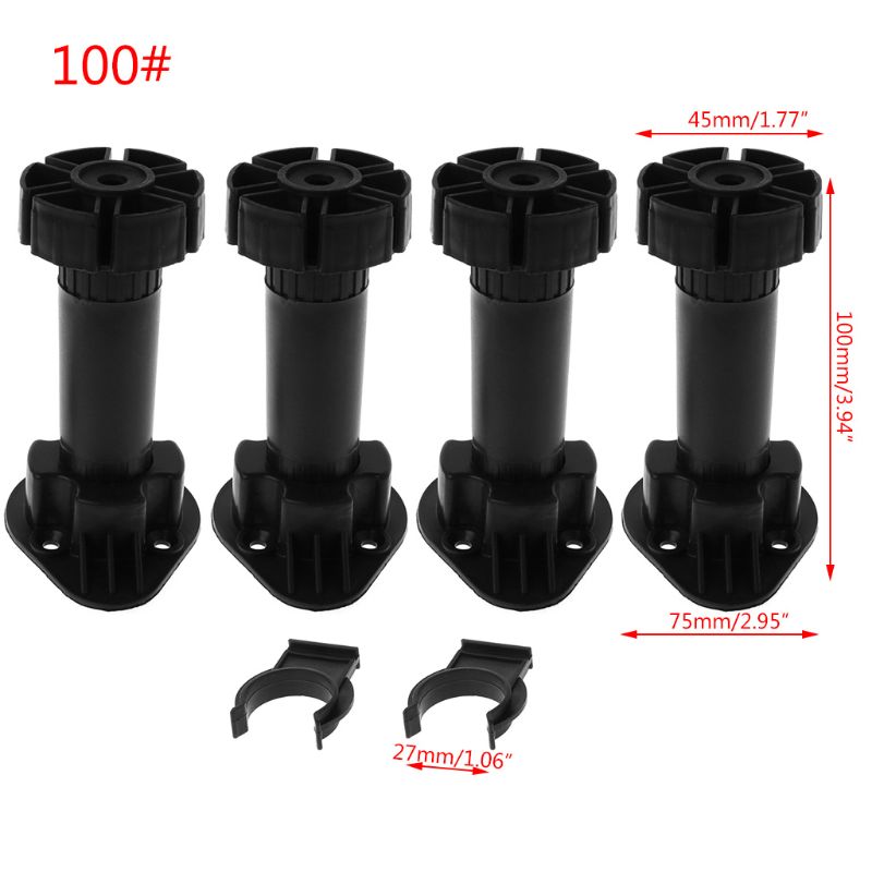 4pcs Adjustable Height Cupboard Foot Cabinet Leg For Kitchen Bathroom: 100mm