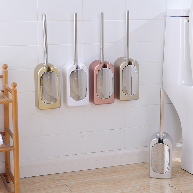 Escobilla de baño portátil de oro rosa de lujo, conjunto de herramientas de limpieza de inodoro, escobilla de baño colgante de pared