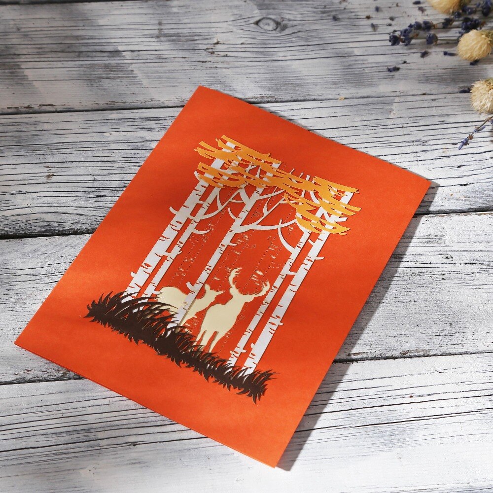 AIT Card DEER IN FOREST 3D Foldable Pop-Up Greeting Postcard