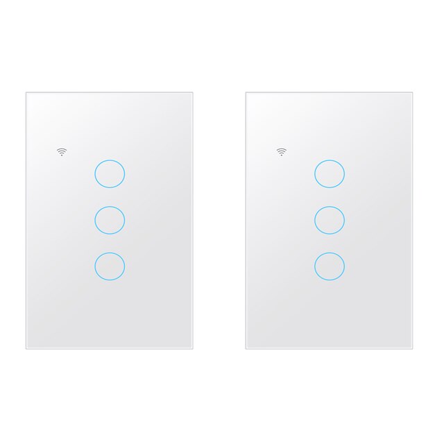 Tuya Wifi Smart Light Touch Switch 1/2/3/4 Gang 100-250V Tuya Smart Life APP Remote Control Work With Alexa Google Home: black 3 gang 2pcs