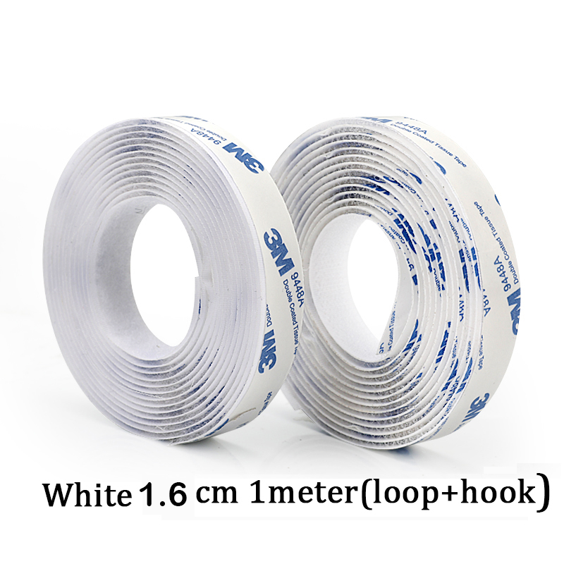 1Meter/Pairs Strong Self adhesive Hook and Loop Fastener Tape nylon sticker velcros adhesive with Glue for DIY 20/25/30/38/50mm: White 1.6cm