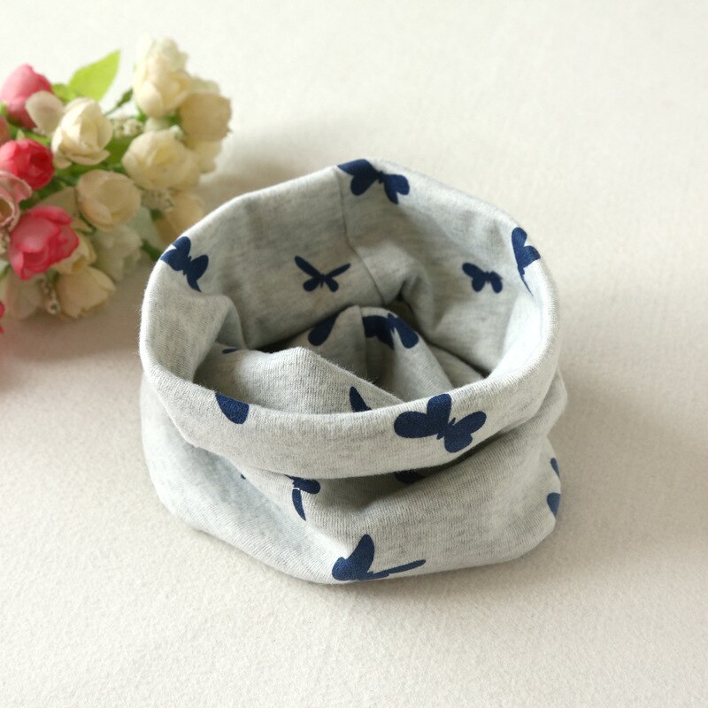 Katoenen Baby Sjaal Baby Slabbetjes Voor Jongens Meisjes Burp Doeken Baberos Lovely Kids Kragen O Ring Halsdoek: grey butterfly