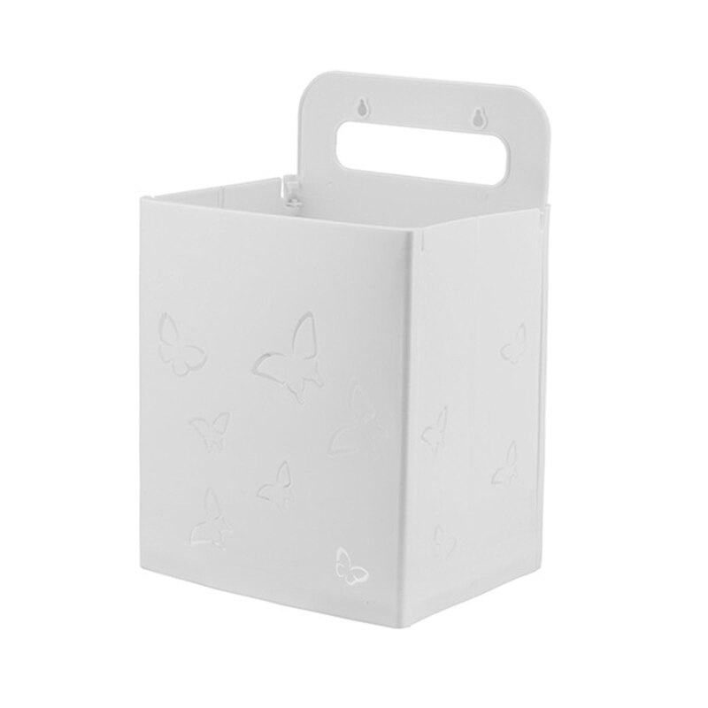 Plastic Collapsible Hanging Laundry Hamper with Handle Foldable Wall Mount Basket Hollow Out Butterfly Dirty Clothes Bin