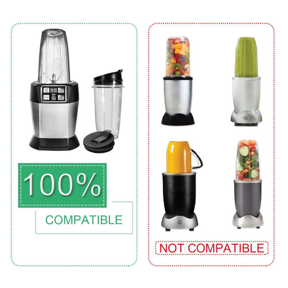 Behogar 32oz gennemsigtig plastik erstatningskopdel tilbehør til nutri ninja 900w 1000w blender juicer