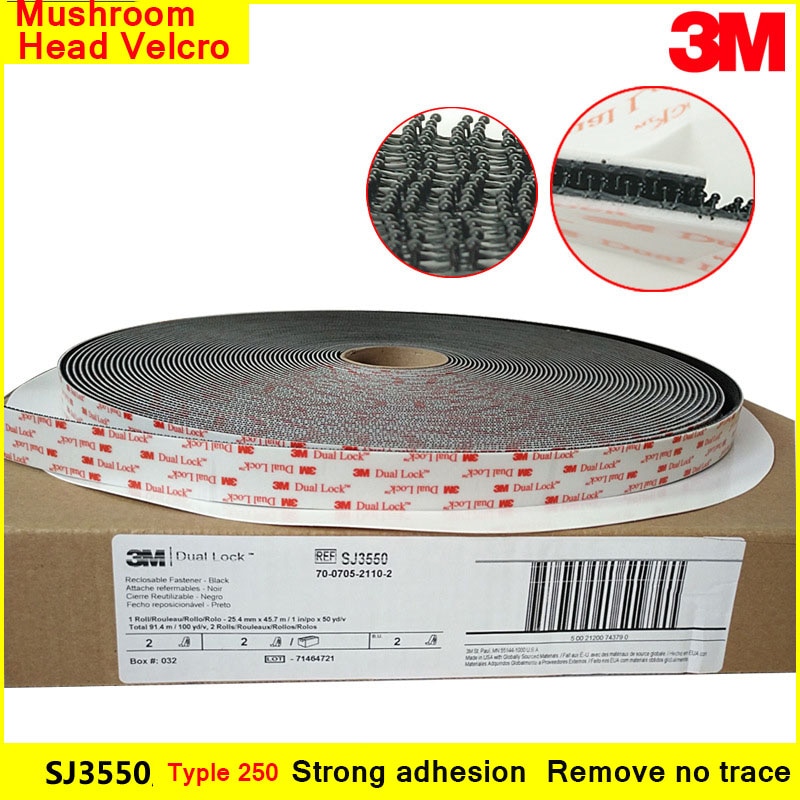 5Meters 3M Dual Lock SJ3550 Black and SJ 3560Transparent Mushroom Adhesive Fastener Tape Velcros Adhesivo Type 250/25.4mm Width
