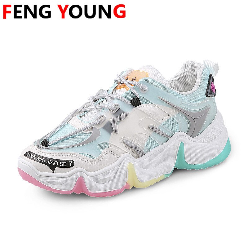 Kvindelige chunky sneakers sommer designere blomster modekvinder snøre afslappet sko til kvinder dame sneaker tennis