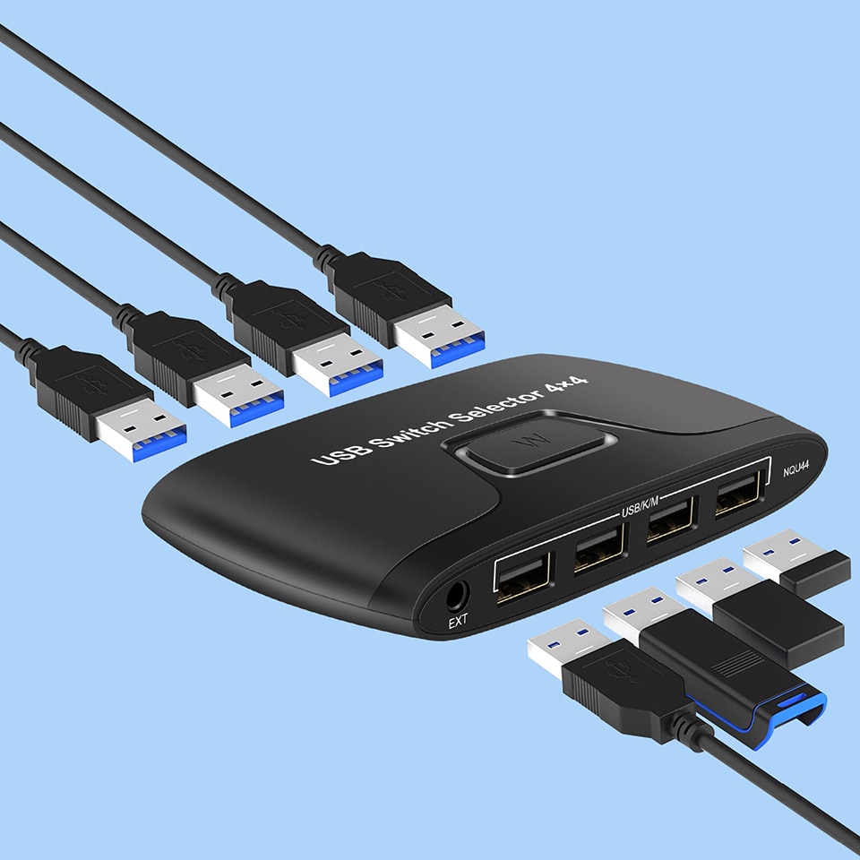Usb kvm switch usb 2.0 switcher kvm switch för windows 10 pc tangentbord mus skrivare 4 st delar 4 enheter usb switch väljare