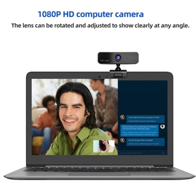 S2 HD 1080P Webcam Built-In Microphone High-End Video Call Web Camera for PC Laptop (Black)