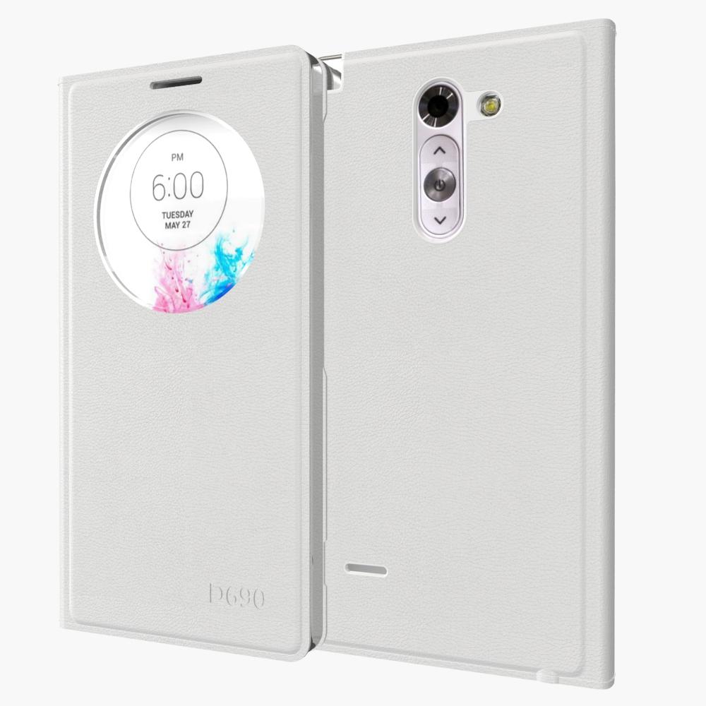 Window View Quick Circle Case For LG G3 Stylus D690 D690N Luxury Leather Flip Cover Case Cell Phone Bag