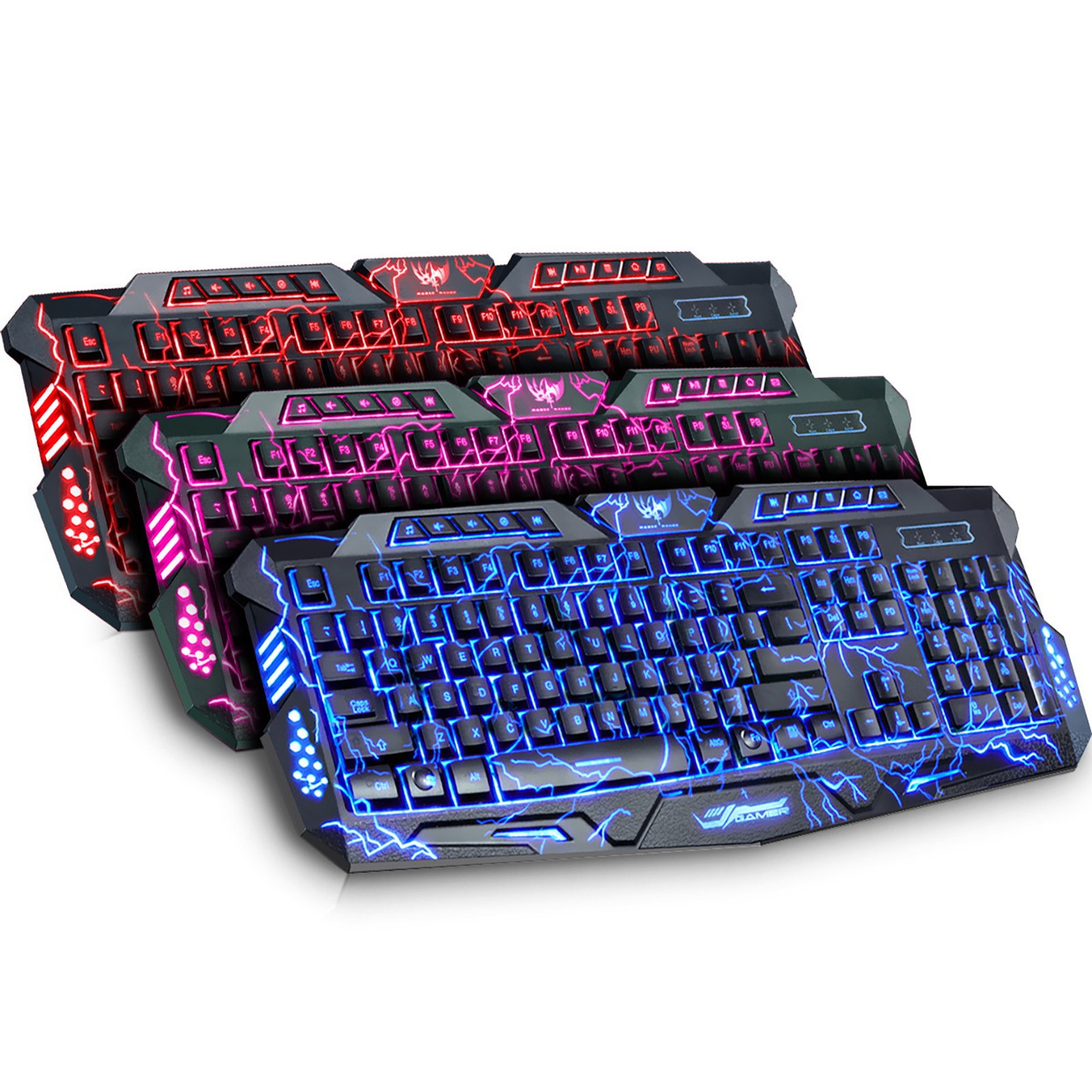 3 Colors USB Illuminated Led Backlit Backlight Gaming Crack Keyboard M200 Switch Gaming Keyboards for Tablet Desktop