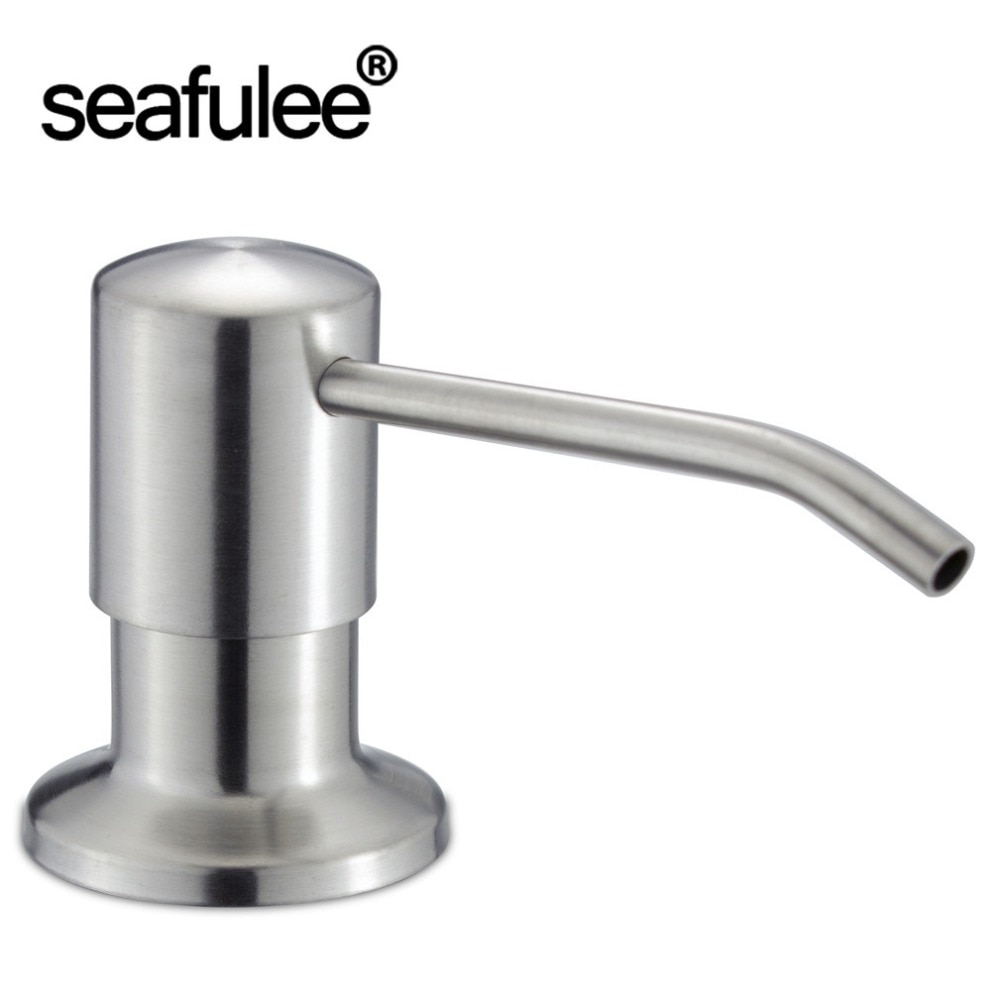 Stainless Steel Kitchen Sink Liquid Dish Soap Dispenser Brushed Finish 17 OZ Bottle /3.15 Inch Threaded Tube