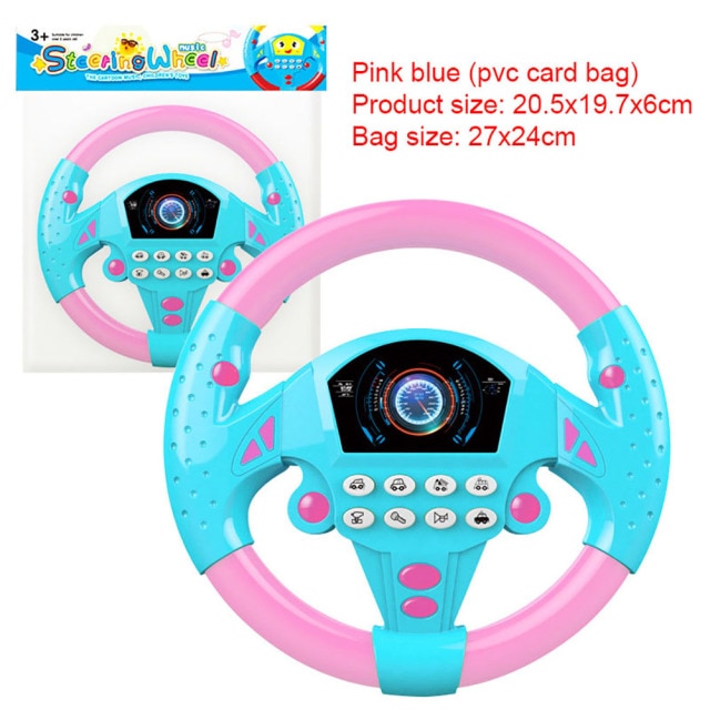 Small Steering Wheel Toys Simulation Copilots Simulated Steering Toy Wheel Early Education Sounding Toy Kid Toys: Pink