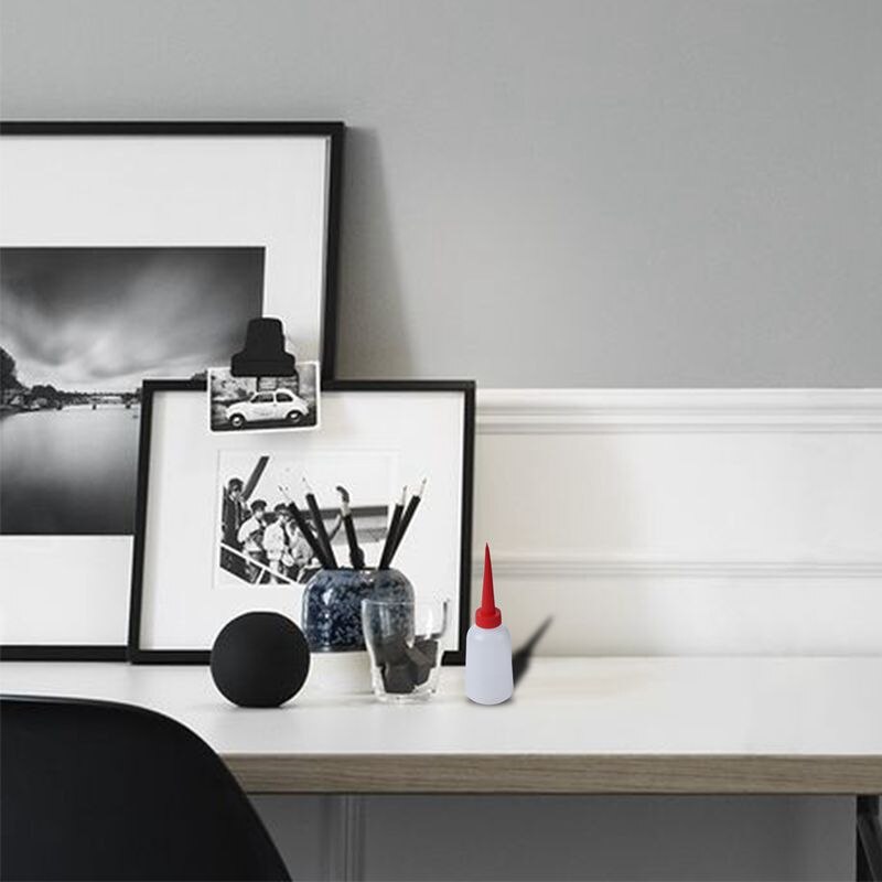 2 Pcs 100ml Red Plastic Tip Nozzle Lubricant Oil Squeeze Bottle Clear White