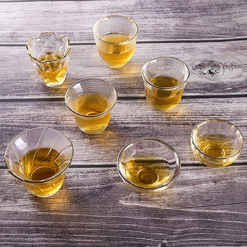 Japanese Style Glass Small Tea Cup Gongfu Tea Set Eight-piece Glass Tea Cup Glass Tea Cup Set Chinese Tea Set Shot Glas