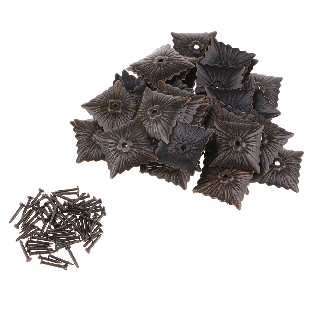 Clous carrés en forme de fleur pour rembourrage de meubles, 50 pièces, décoration de porte murale de maison