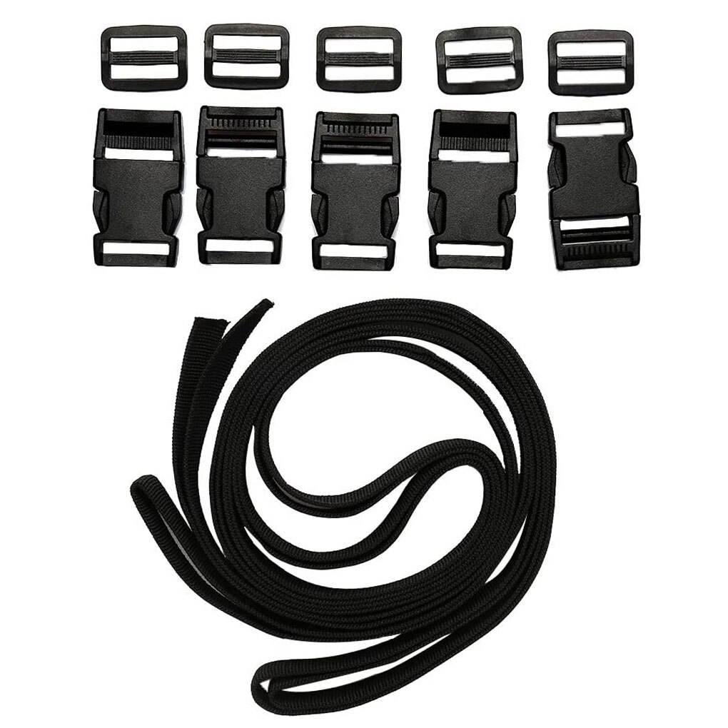 Nylon Binding Tape with Plastic Buckle Black Webbing Strap with 5 Clasps Home Nylon String: Default Title