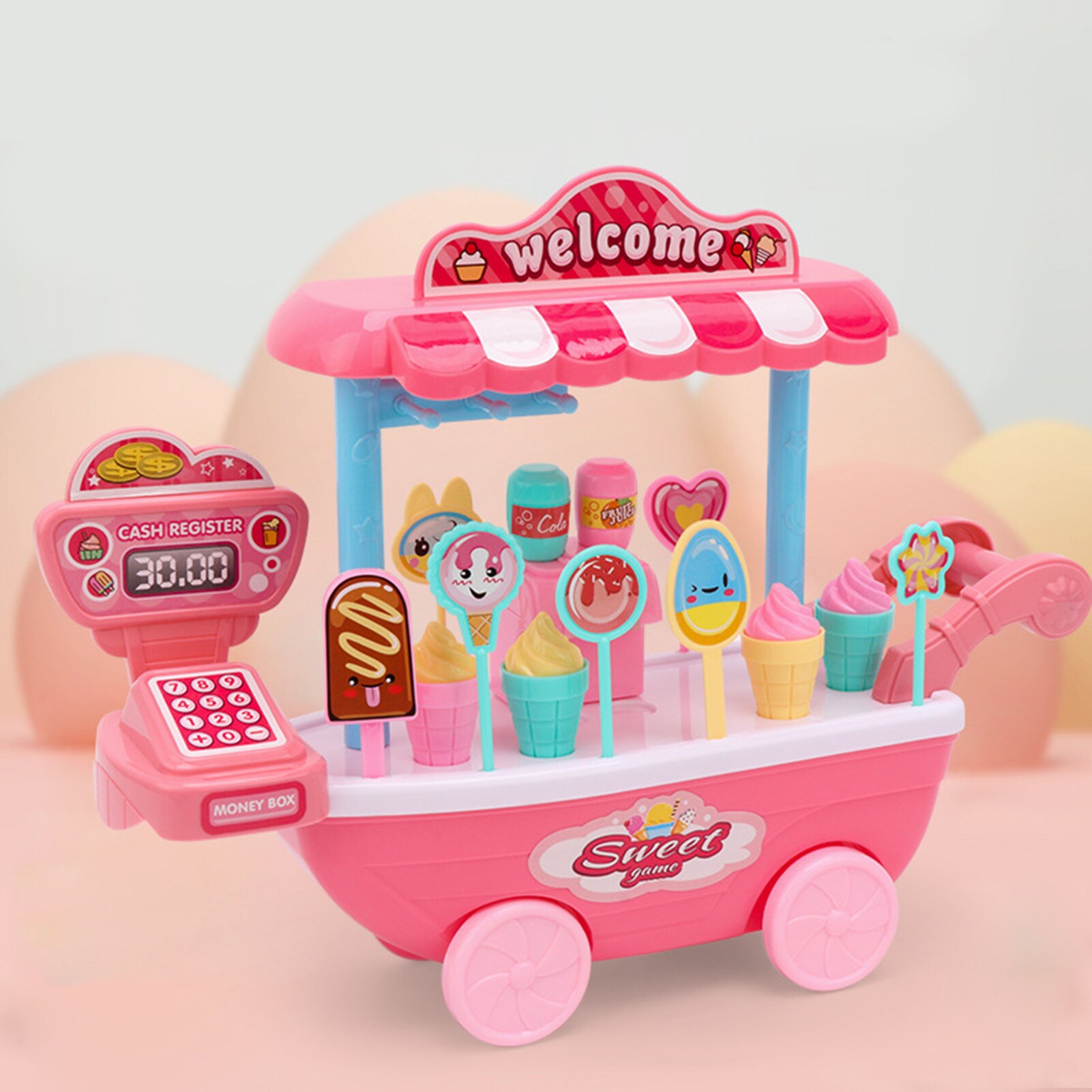 Lollipop Trolley Detailed Durable Plastic Kids Simulational Candy Shop for Home